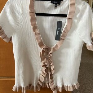 Lulu's Cream and Tan Ribbed Cardigan